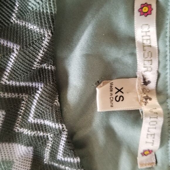 One Shoulder Green Zig Zag Striped Y2K 90s Mini Dress Size XS - Picture 10 of 10